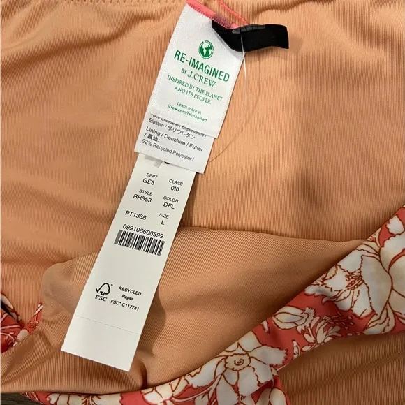 NWT J. Crew Curved-Waist Cheeky Bikini Bottom in Tossed Floral | Size Large - Picture 4 of 8